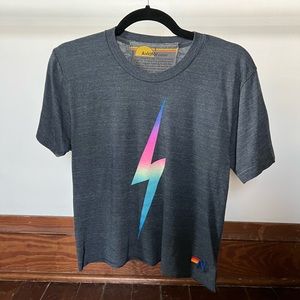 Aviator Nation charcoal grey boyfriend tee with lightning bolt